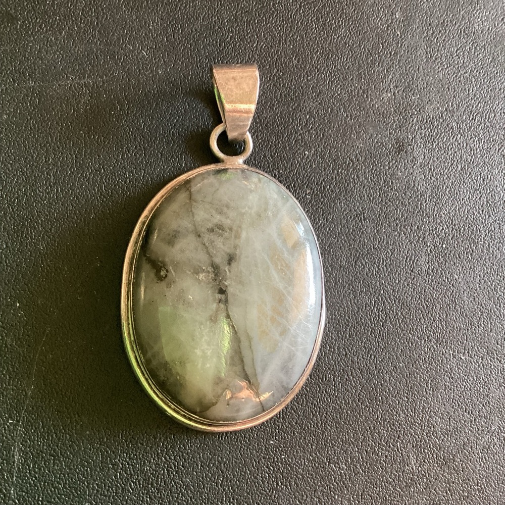 Large Oval Labradorite Sterling  Pendant Protection